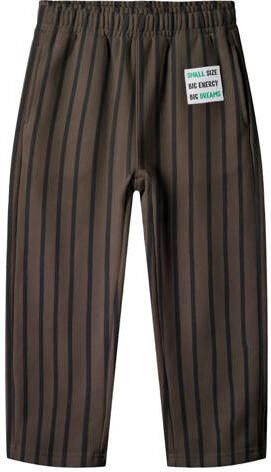 NAME IT MINI barrel gestreepte sweatpants donkerbruin Broek Jongens Katoen