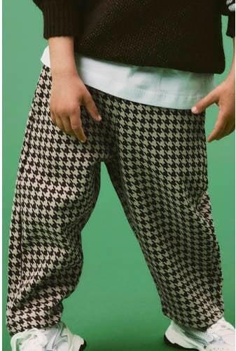 NAME IT MINI barrel pied-de-poule sweatpant bruin Broek Jongens Katoen