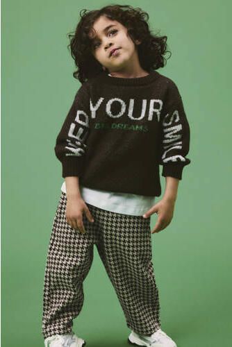 NAME IT MINI barrel pied-de-poule sweatpant bruin Broek Jongens Katoen - Foto 2