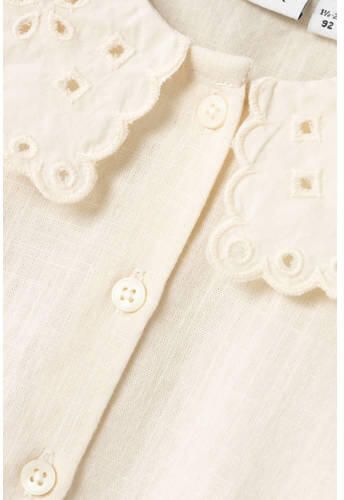 Name it MINI blouse NMFNUSINE ecru Meisjes Katoen Peter Pan-kraag Effen 122 128 - Foto 2