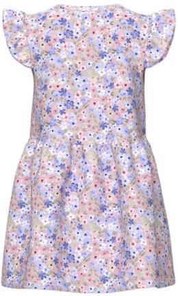 Name it MINI gebloemde A-lijn jurk NMFHISSE roze multicolor Meisjes Katoen Ronde hals 104