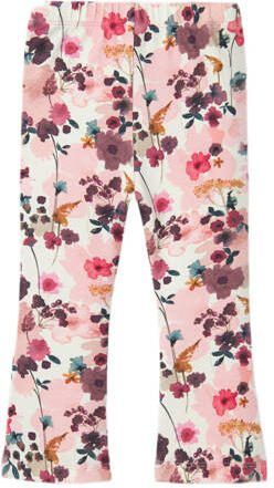 Name it MINI gebloemde flared broek NMFLALOU roze paars wit Meisjes Stretchkatoen 110