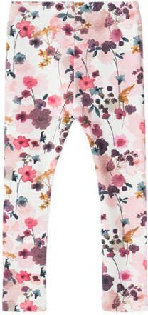 Name it MINI gebloemde legging NMFLALOU roze paars wit Meisjes Stretchkatoen 104
