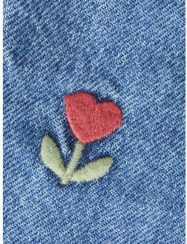 NAME IT MINI gebloemde mom jeans met borduursels mediumblauw Meisjes Denim - Foto 2