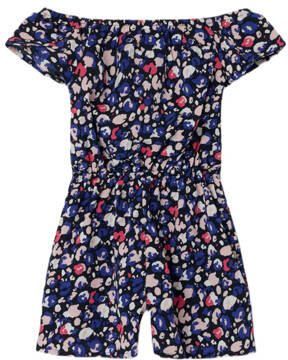Name it MINI gebloemde playsuit NMFVINAYA donkerblauw roze wit Meisjes Polyester Boothals 104