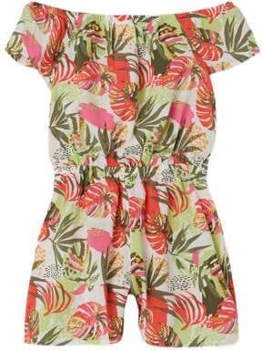 Name it MINI gebloemde playsuit NMFVINAYA groen rood wit Meisjes Polyester Boothals 104 - Foto 2