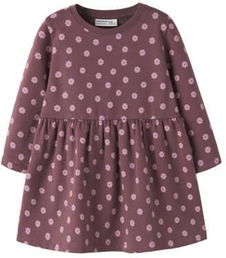 NAME IT MINI gebloemde sweatjurk donkerrood Bloemen