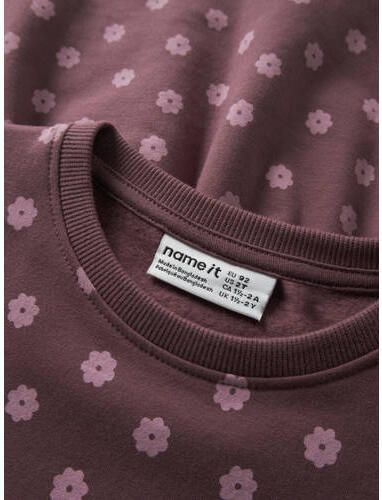 NAME IT MINI gebloemde sweatjurk donkerrood Bloemen - Foto 2