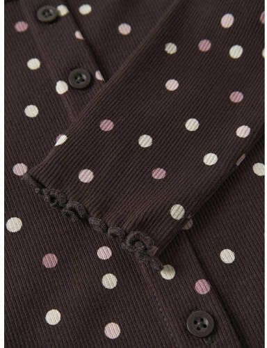 NAME IT MINI gebreid vest met stippen bruin Meisjes Stretchkatoen Ronde hals - Foto 3