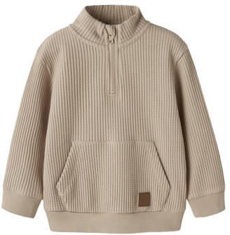 NAME IT MINI gebreide trui beige Jongens Katoen Opstaande kraag Effen - Foto 3