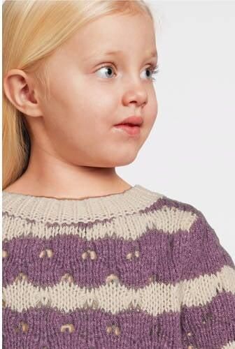Name it MINI gebreide trui paars Meisjes Polyester Ronde hals Streep 122 128 - Foto 3