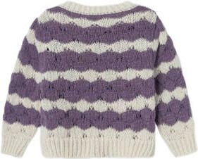 Name it MINI gebreide trui paars Meisjes Polyester Ronde hals Streep 122 128 - Foto 2