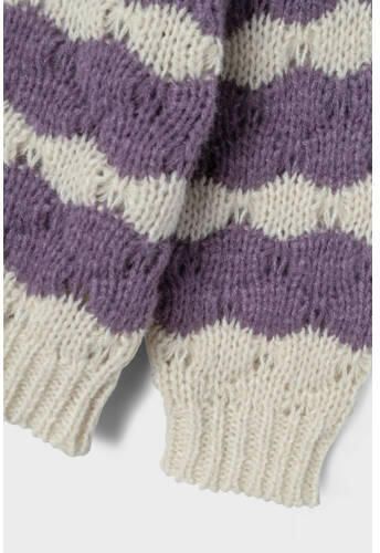 Name it MINI gebreide trui paars Meisjes Polyester Ronde hals Streep 122 128