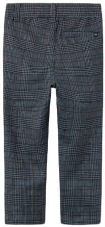 Name it MINI geruite slim fit broek NKMSILAS donkergrijs Jongens Polyester 86
