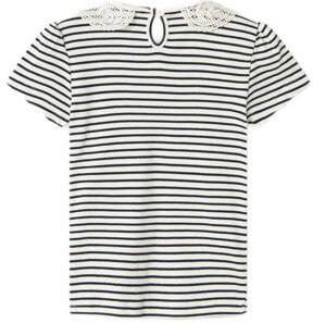 Name it MINI gestreepte top NMFFLOSSA donkerblauw offwhite Blouse Meisjes Katoen Peter Pan-kraag 110