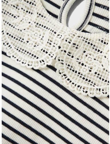 Name it MINI gestreepte top NMFFLOSSA donkerblauw offwhite Blouse Meisjes Katoen Peter Pan-kraag 110 - Foto 2