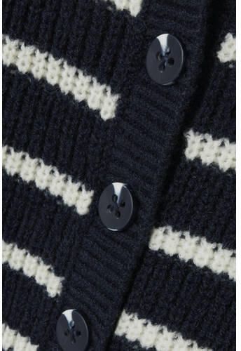 Name it MINI gestreept vest donkerblauw ecru Meisjes Acryl V-hals Streep 110