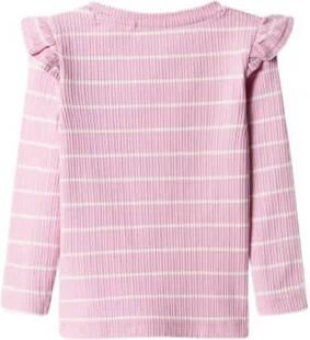 Name it MINI gestreepte longsleeve NMFKIANNA roze ecru Meisjes Stretchkatoen Ronde hals 122 128