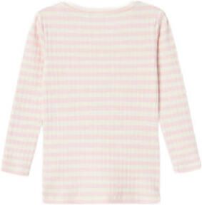 Name it MINI gestreepte longsleeve NMFSURAJA lichtroze wit Meisjes Stretchkatoen Ronde hals 104 - Foto 2