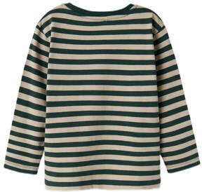 Name it MINI gestreepte longsleeve NMMSALMO beige zwart Jongens Katoen Ronde hals 110