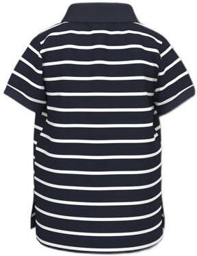 Name it MINI gestreepte polo NMMVOLO donkerblauw wit Jongens Stretchkatoen Polokraag 104