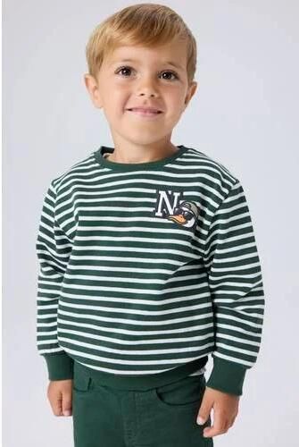 NAME IT MINI gestreepte sweter met patch groen Sweater Streep