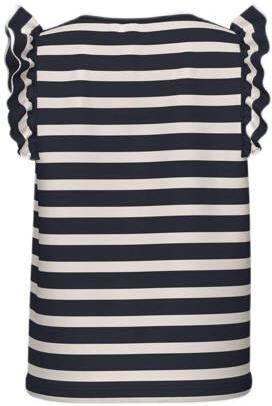 Name it MINI gestreepte top NMFDIANNE donkerblauw wit Meisjes Biologisch katoen Ronde hals 122 128