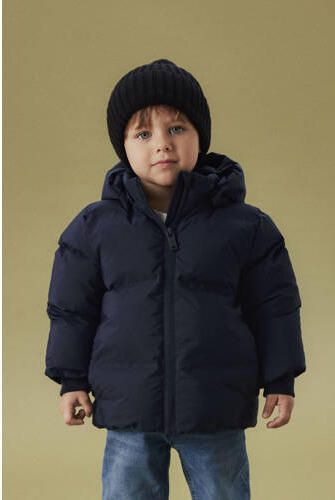 NAME IT MINI gewatteerde jas donkerblauw Polyester Capuchon