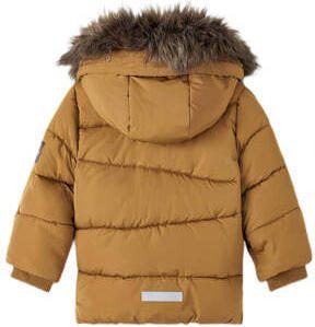 Name it MINI gewatteerde winterjas NMMMATHEW bruingeel Jongens Polyester Capuchon 110 - Foto 3