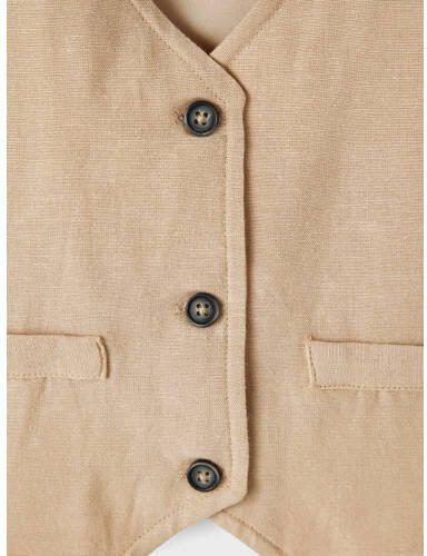 Name it MINI gilet NMMFAHER lichtzand Beige Jongens Viscose V-hals Effen 104 - Foto 3