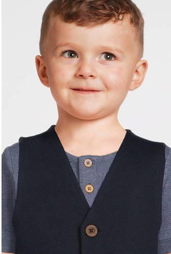 Name it MINI gilet NMMFORT donkerblauw Jongens Katoen V-hals Effen 104