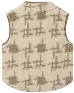 Name it MINI gilet NMMNAK met all over print beige bruin Jongens Teddy Ronde hals 122 128