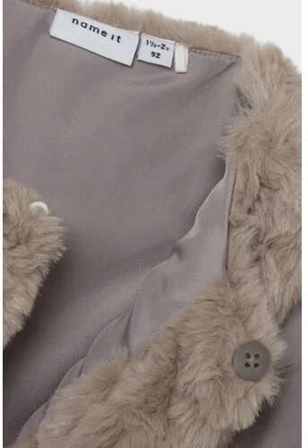 Name it MINI imitatiebont gilet NMFNUSSI taupe Effen 104 - Foto 2