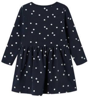 Name it MINI jurk NMFVIVIAN met all over print donkerblauw Meisjes Katoen Ronde hals 104