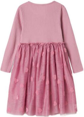 Name it MINI jurk roze Meisjes Katoen Ronde hals Effen 104