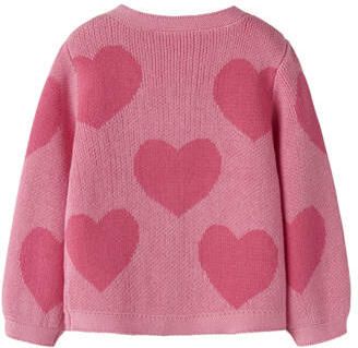 NAME IT KIDS katoenen jacquard vest met hartjes roze Hartjes - Foto 3