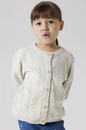 Name it MINI vest NMFBANNI ecru melange Meisjes Katoen Ronde hals Effen 104 - Foto 3