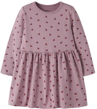 NAME IT MINI korte jurk met hartjes roze Meisjes Stretchkatoen Ronde hals