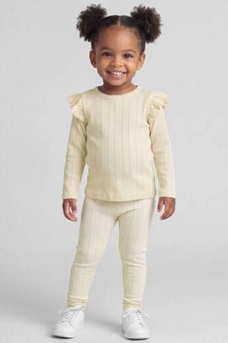 NAME IT MINI legging ecru Beige Meisjes Katoen Effen - Foto 3