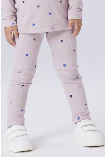 NAME IT MINI legging lila Paars Meisjes Stretchkatoen Hartjes