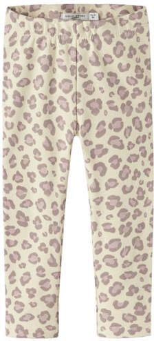 NAME IT MINI legging zand paars Beige Meisjes Sweat Dierenprint