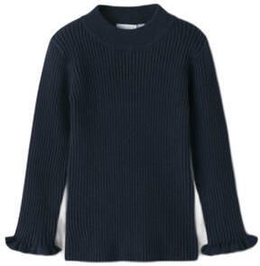 NAME IT MINI longsleeve donkerblauw Meisjes Viscose Ronde hals Effen