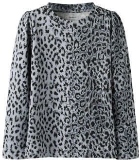 NAME IT MINI longsleeve grijs Meisjes Polyester Ronde hals Dierenprint