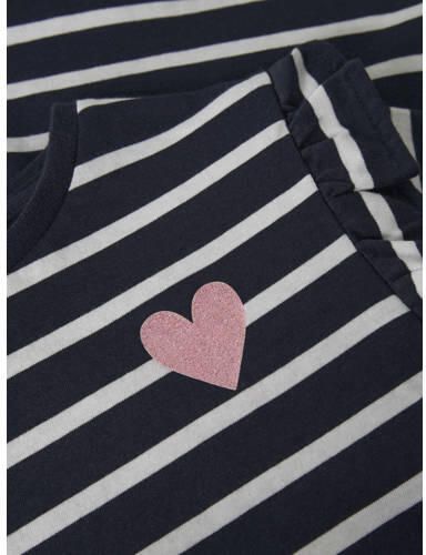 NAME IT MINI longsleeve met glitter donkerblauw wit Meisjes Katoen Ronde hals - Foto 2