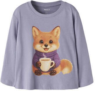NAME IT MINI longsleeve met print lila Paars Meisjes Katoen Ronde hals - Foto 4