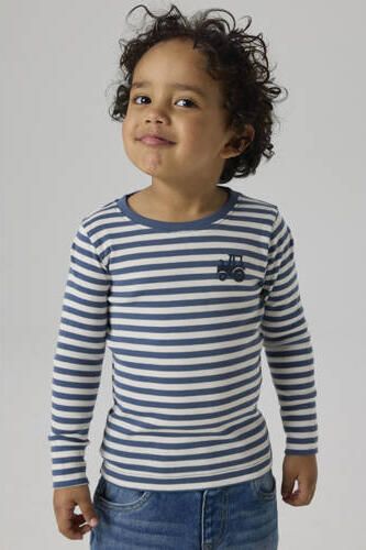 NAME IT MINI longsleeve met streepdessin blauw Jongens Katoen Ronde hals