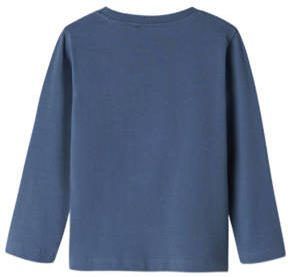 Name it MINI longsleeve NKMVUX met printopdruk Blauw Jongens Stretchkatoen Ronde hals 122 128