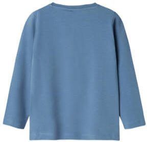 Name it MINI longsleeve NKMVUX met printopdruk middenblauw Jongens Stretchkatoen Ronde hals 122 128