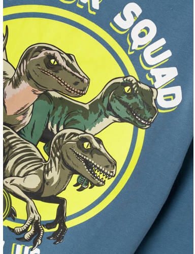 Name it MINI longsleeve NMMJINUS JURASSIC met printopdruk blauw Jongens Stretchkatoen Ronde hals 122 128