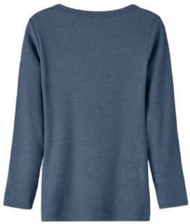 Name it MINI longsleeve NMMKAB blauw melange Jongens Stretchkatoen Ronde hals 122 128